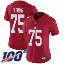 Women's New York Giants #75 Cameron Fleming Red Alternate Stitched 100th Season Vapor Untouchable Limited Jersey