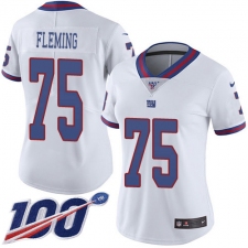 Women's New York Giants #75 Cameron Fleming White Stitched Limited Rush 100th Season Jersey