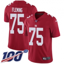 Youth New York Giants #75 Cameron Fleming Red Alternate Stitched 100th Season Vapor Untouchable Limited Jersey