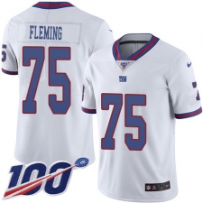 Youth New York Giants #75 Cameron Fleming White Stitched Limited Rush 100th Season Jersey
