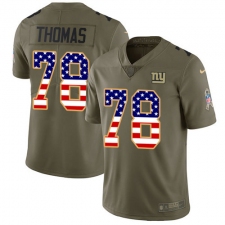Men's New York Giants #78 Andrew Thomas Olive USA Flag Stitched NFL Limited 2017 Salute To Service Jersey