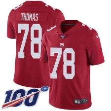 Men's New York Giants #78 Andrew Thomas Red Alternate Stitched NFL 100th Season Vapor Untouchable Limited Jersey