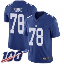 Men's New York Giants #78 Andrew Thomas Royal Blue Team Color Stitched NFL 100th Season Vapor Untouchable Limited Jersey