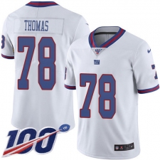 Men's New York Giants #78 Andrew Thomas White Stitched NFL Limited Rush 100th Season Jersey