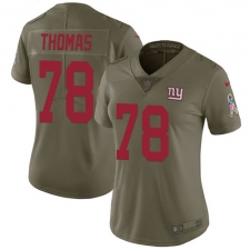Women's New York Giants #78 Andrew Thomas Olive Stitched NFL Limited 2017 Salute To Service Jersey