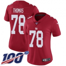 Women's New York Giants #78 Andrew Thomas Red Alternate Stitched NFL 100th Season Vapor Untouchable Limited Jersey
