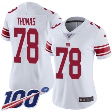 Women's New York Giants #78 Andrew Thomas White Stitched NFL 100th Season Vapor Untouchable Limited Jersey