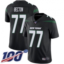 Men's New York Jets #77 Mekhi Becton Black Alternate Stitched 100th Season Vapor Untouchable Limited Jersey