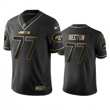 Men's New York Jets #77 Mekhi Becton Black Golden Edition Vapor Limited Jersey