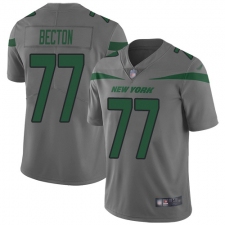 Men's New York Jets #77 Mekhi Becton Gray Stitched Limited Inverted Legend Jersey