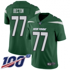 Men's New York Jets #77 Mekhi Becton Green Team Color Stitched 100th Season Vapor Untouchable Limited Jersey