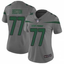 Women's New York Jets #77 Mekhi Becton Gray Stitched Limited Inverted Legend Jersey