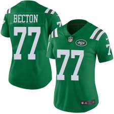Women's New York Jets #77 Mekhi Becton Green Stitched Limited Rush Jersey