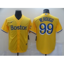 Men's Boston Red Sox #99 Alex Verdugo Nike Gold-Light Blue City Connect Jersey