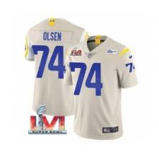 Men's Los Angeles Rams #74 Merlin Olsen Bone 2022 Super Bowl LVI Vapor Limited Stitched Jersey