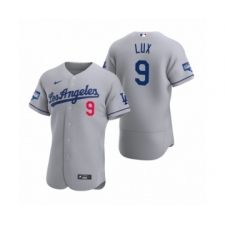 Men's Los Angeles Dodgers #9 Gavin Lux Gray 2020 World Series Champions Road Authentic Jersey