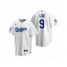 Men's Los Angeles Dodgers #9 Gavin Lux White 2020 World Series Champions Replica Jersey