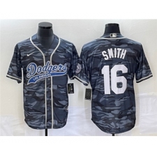 Men's Los Angeles Dodgers #16 Will Smith Gray Camo Cool Base Stitched Baseball Jersey