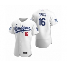 Men's Los Angeles Dodgers #16 Will Smith White 2020 World Series Champions Authentic Jersey