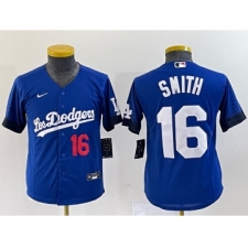 Women's Nike Los Angeles Dodgers #16 Will Smith Number Blue Stitched Cool Base Jersey