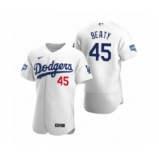 Men's Los Angeles Dodgers #45 Matt Beaty White 2020 World Series Champions Authentic Jersey