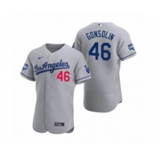 Men's Los Angeles Dodgers #46 Tony Gonsolin Gray 2020 World Series Champions Road Authentic Jersey