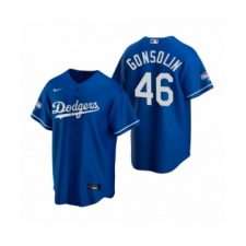 Men's Los Angeles Dodgers #46 Tony Gonsolin Royal 2020 World Series Champions Replica Jersey