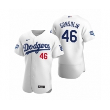 Men's Los Angeles Dodgers #46 Tony Gonsolin White 2020 World Series Champions Authentic Jersey