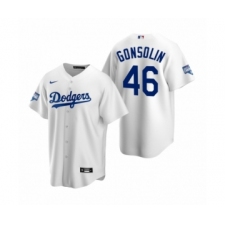 Men's Los Angeles Dodgers #46 Tony Gonsolin White 2020 World Series Champions Replica Jersey