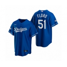 Men's Los Angeles Dodgers #51 Dylan Floro Royal 2020 World Series Champions Replica Jersey