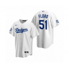 Men's Los Angeles Dodgers #51 Dylan Floro White 2020 World Series Champions Replica Jersey