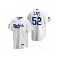 Men's Los Angeles Dodgers #52 Pedro Baez White 2020 World Series Champions Replica Jersey
