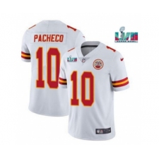 Men’s Kansas City Chiefs #10 Isiah Pacheco White Super Bowl LVII Patch Vapor Untouchable Limited Stitched Jersey