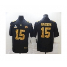 Women's  Kansas City Chiefs #15  Patrick Mahomes Black Leopard Super Bowl LV Jersey