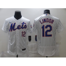 Men's Nike New York Mets #12 Francisco Lindor White Elite Jersey