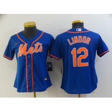 Women's Nike New York Mets #12 Francisco Lindor Blue Jersey