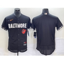 Men's Baltimore Orioles Blank Black 2023 City Connect Flex Base Stitched Jersey 1