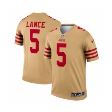 Men's San Francisco 49ers #5 Trey Lance 2022 New Gold Inverted Legend Stitched Football Jersey