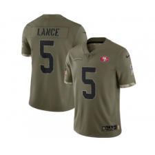 Men's San Francisco 49ers #5 Trey Lance 2022 Olive Salute To Service Limited Stitched Jersey