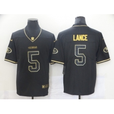 Men's San Francisco 49ers #5 Trey Lance Black Gold Nike Scarlet Player Limited Jersey