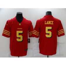 Men's San Francisco 49ers #5 Trey Lance Red Gold Untouchable Limited Jersey