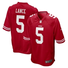 Men's San Francisco 49ers #5 Trey Lance Red Nike Scarlet Player Game Jersey