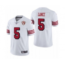 Men's San Francisco 49ers #5 Trey Lance White 2021 75th Anniversary Vapor Untouchable Stitched Limited Jersey