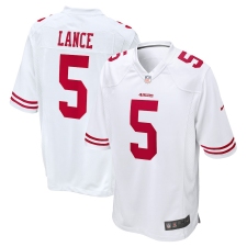 Men's San Francisco 49ers #5 Trey Lance White Nike Scarlet Player Game Jersey