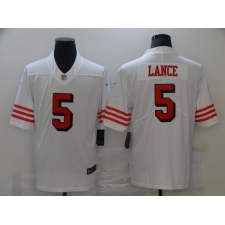 Men's San Francisco 49ers #5 Trey Lance White Nike Scarlet Player Limited Jersey
