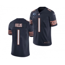 Men's Chicago Bears 2022 #1 Justin Fields Navy With 1-star C Patch Vapor Untouchable Limited Stitched Jersey