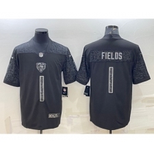 Men's Chicago Bears Blank #1 Justin Fields Black Reflective Limited Stitched Football Jersey