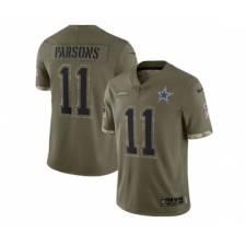 Men's Dallas Cowboys #11 Micah Parsons 2022 Olive Salute To Service Limited Stitched Jersey