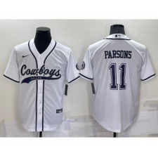 Men's Dallas Cowboys #11 Micah Parsons White Stitched Cool Base Nike Baseball Jersey