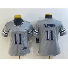 Women's Dallas Cowboys #11 Micah Parsons Grey 2020 Inverted Legend Stitched NFL Nike Limited Jersey